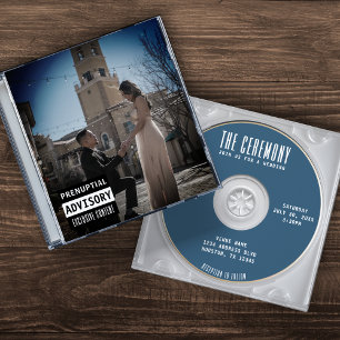 Music CD Case Album Cover Blue Wedding Einladung