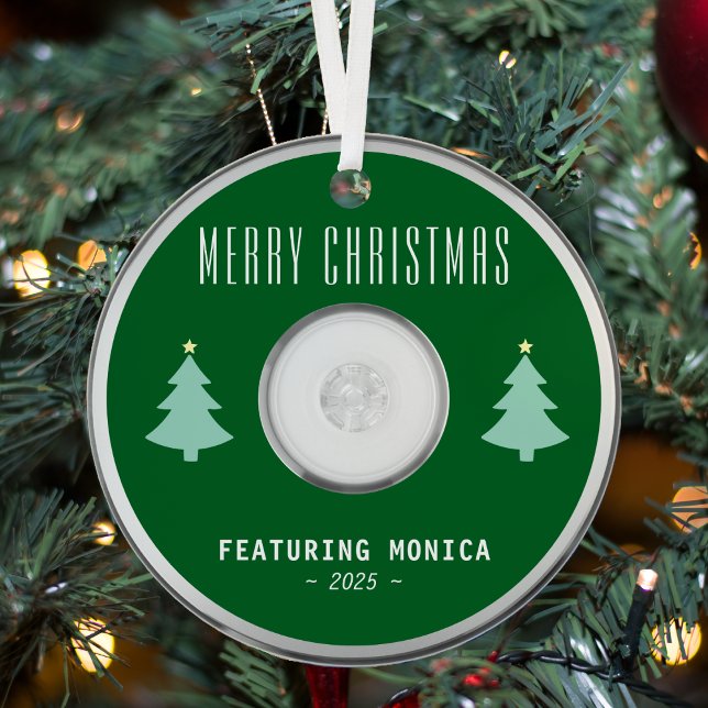 Music CD Foto Green Christmas Tree Ornament Aus Metall (Music CD Photo Green Christmas Tree Metal Ornament
)