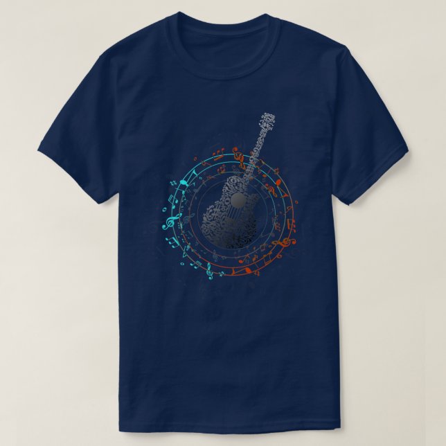 Music Circle Guitarist Gift Idea, Music Notes  T-Shirt (Design vorne)