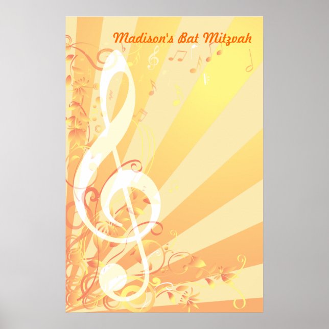 Music Clef Bat Mitzvah Sign-In Poster (Vorne)