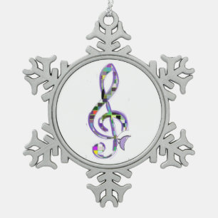 Music Clef G Schneeflocken Zinn-Ornament
