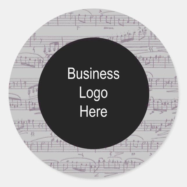 Music Clef Notes Business-Logo Classic Round Stic Runder Aufkleber (Vorderseite)