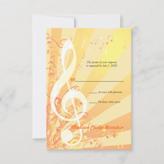 Music Clefs Bat Mitzvah Small Repitation RSVP Karte (Vorderseite)