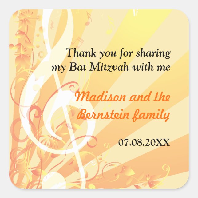 Music Clefs Bat Mitzvah Sticker (Vorderseite)