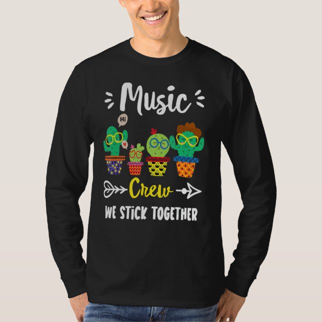 Music Crew School Cactus Team Music Teacher Squad T-Shirt (Vorderseite)
