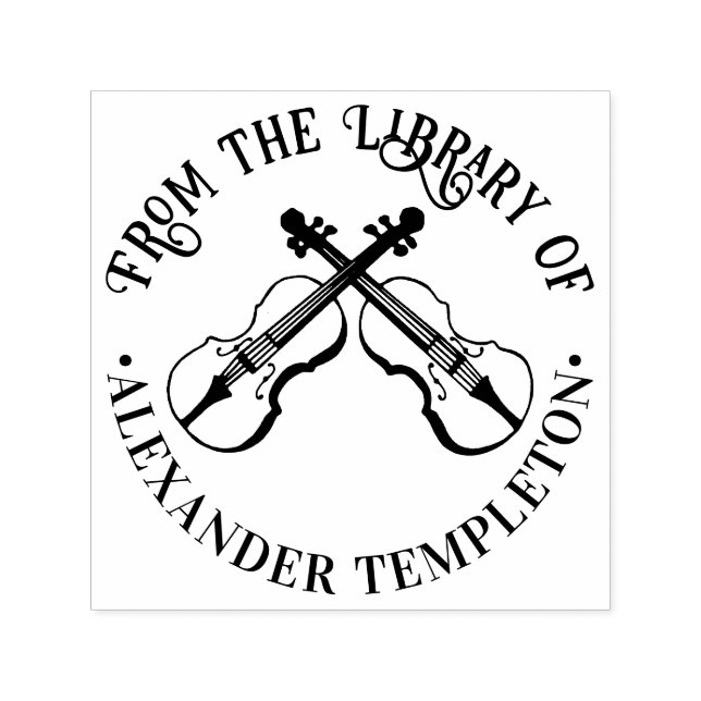 Music Crossed Violins Library Name Permastempel (Design)