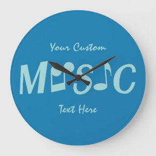 MUSIC custom text & color wall clock Große Wanduhr