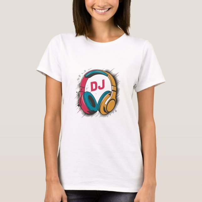 Music DJ farbige Headphones weiß T-Shirt (Vorderseite)