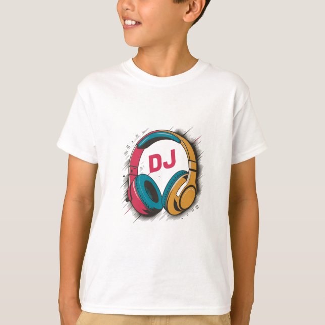 Music DJ farbige Headphones weiß T-Shirt (Vorderseite)