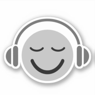 Music DJ Happy Face mit Kopfhörern Aufkleber