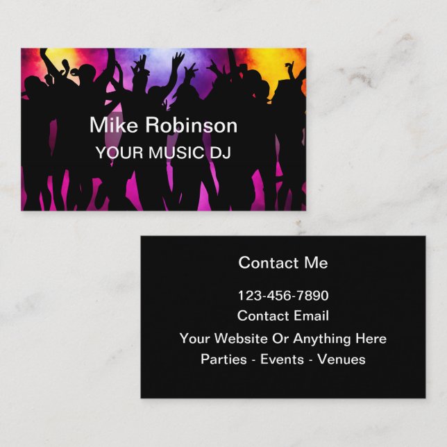 Music DJ Theme Cool Business Cards Visitenkarte (Vorne/Hinten)