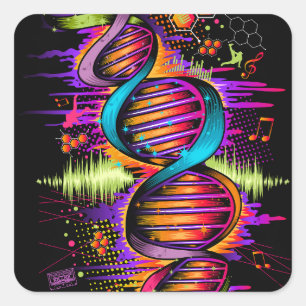 Music DNA Quadratischer Aufkleber
