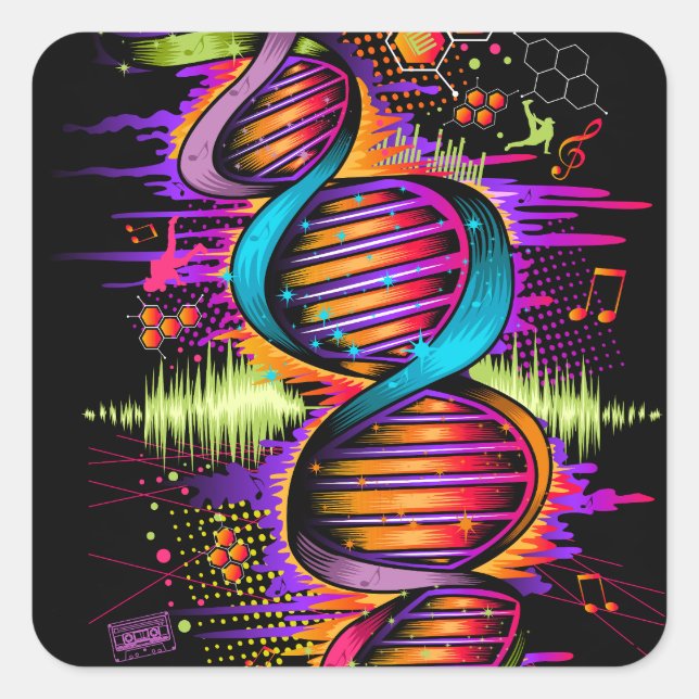Music DNA Quadratischer Aufkleber (Vorderseite)