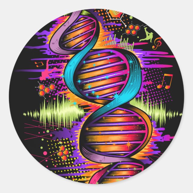 Music DNA Runder Aufkleber (Vorderseite)