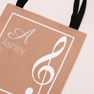 Music Dusty Rose Tote Bag Stilvoll Mit Monogramm