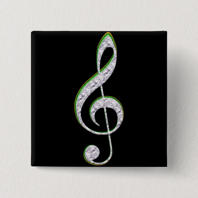 MUSIC Emerald and Diamond Treble Clef Button (Vorderseite)