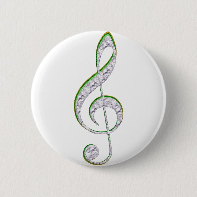 MUSIC Emerald and Diamond Treble Clef Button (Vorderseite)