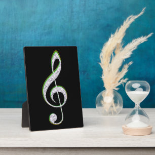 MUSIC Emerald and Diamond Treble Clef Fotoplatte