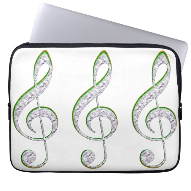 MUSIC Emerald and Diamond Treble Clef Laptopschutzhülle (Vorderseite)
