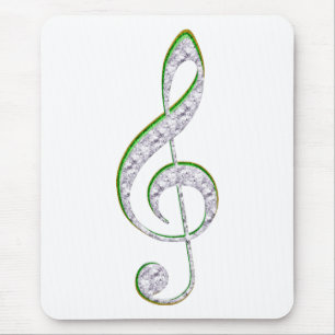 MUSIC Emerald and Diamond Treble Clef Mousepad
