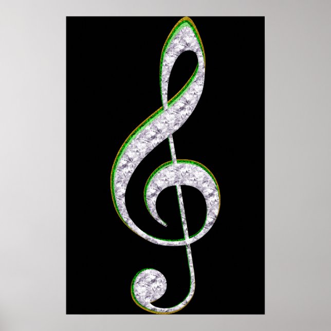 MUSIC Emerald and Diamond Treble Clef Poster (Vorne)