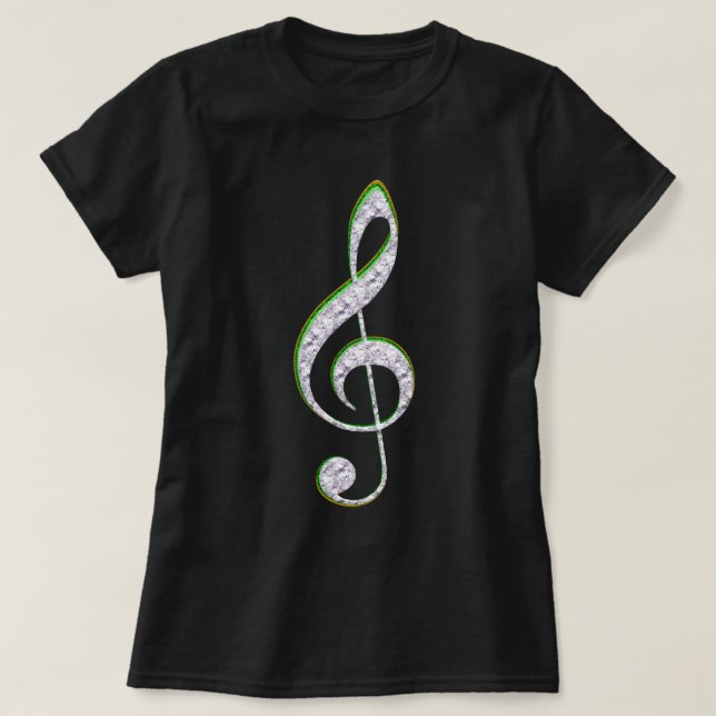 MUSIC Emerald and Diamond Treble Clef T-Shirt (Design vorne)