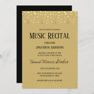 Music Erwägungsgrund Elegant Gold Note Confetti  Einladung
