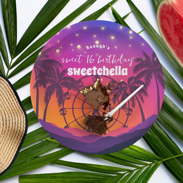 Music Festival | Ferris Wheel Palms Sweet 16 Pappteller (Von Creator hochgeladen)