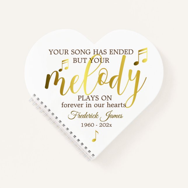 Music Funeral Heart Gästebuch Notizbuch (Vorderseite)