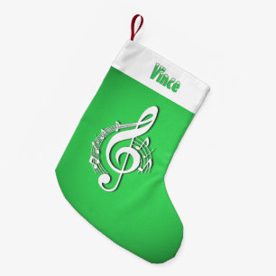 Music G Clef Personalisiert Name Green Kleiner Weihnachtsstrumpf