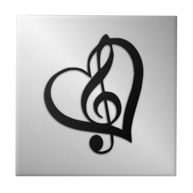 Music G Heart on Silver Fliese (Vorderseite)