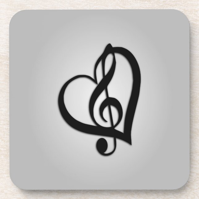 Music G Heart on Silver Getränkeuntersetzer (Vorderseite)