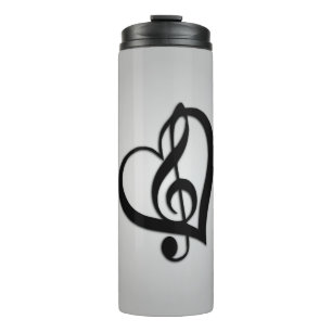 Music G Heart on Silver Thermosbecher