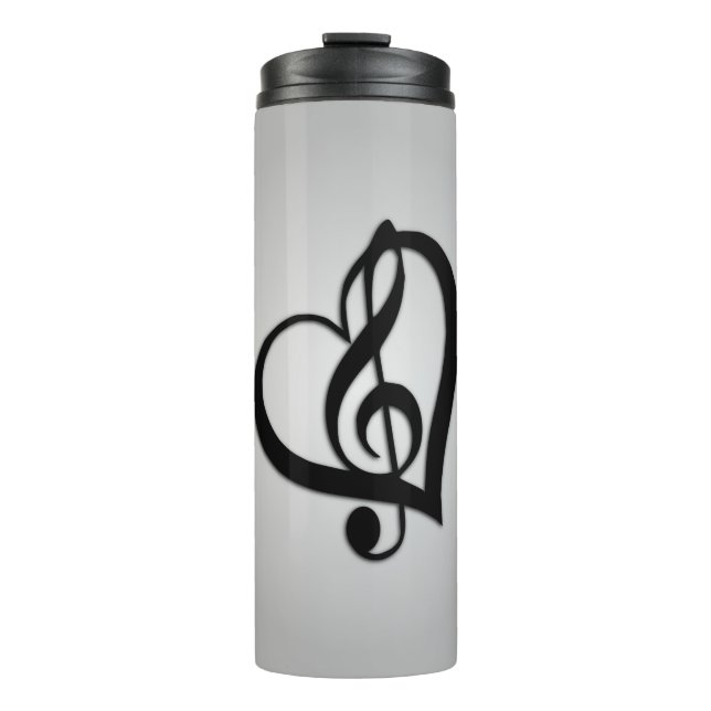 Music G Heart on Silver Thermosbecher (Vorderseite)