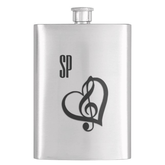 Music G Heart Personalisiert Flachmann (Vorderseite)
