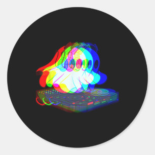 Music Ghost Halloween Techno Rave Halloween-Party Runder Aufkleber