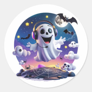 Music Ghost Runder Aufkleber