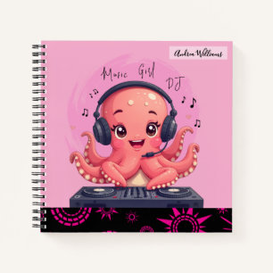 Music Girl, Happy Chick Lächeln Octopus DJ Notizbuch