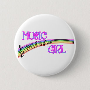 Music Girl Rainbow Button