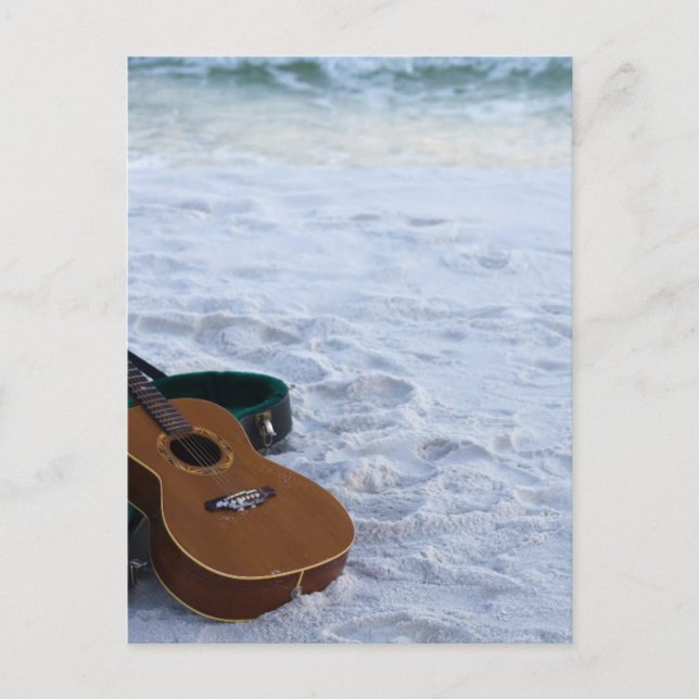 Music Gitarre Liebe Sea Lonely Beach Postkarte (Vorderseite)