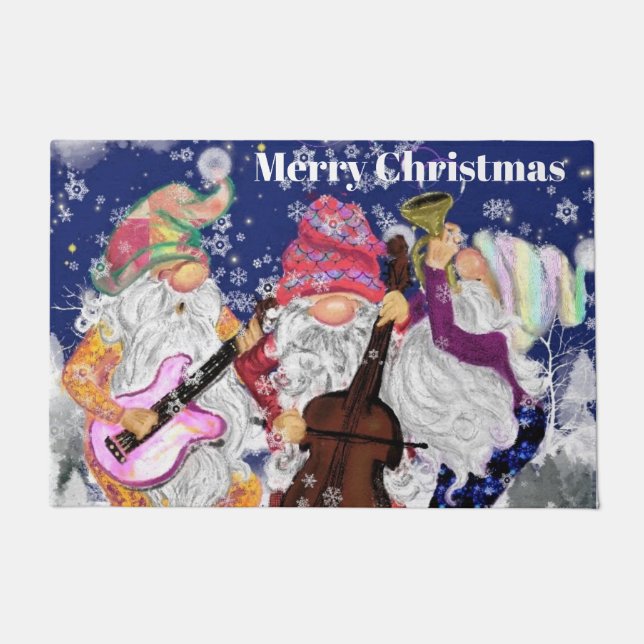 Music Gnome Christmas Doormat Fußmatte (Vorderseite)