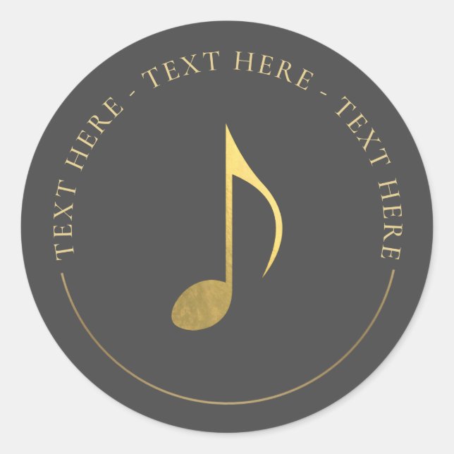 Music Gold Achte Note Round Aufkleber (Vorderseite)