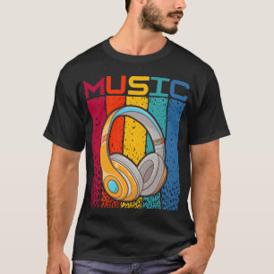 Music Headphone Headset Musician DJ Music Retro Gi T-Shirt