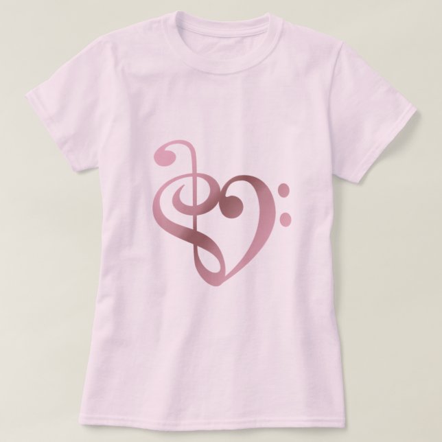 Music Heart Rose Gold in Liebe T-Shirt (Design vorne)