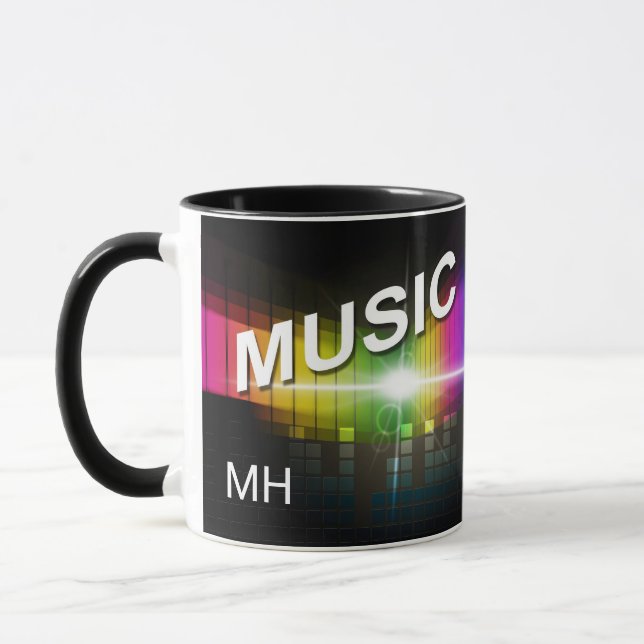 Music Illustration benutzerdefinierte Monogramm-Ta Tasse (Links)