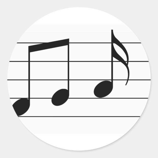 Music illustration. Eighth and sixteenth notes. Runder Aufkleber (Vorderseite)