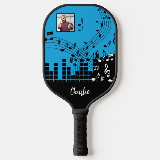 Music Illustration individuelle Name & Foto Pickleball Schläger (Vorderseite)