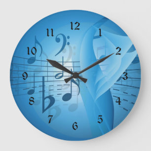 Music in Blue Große Wanduhr