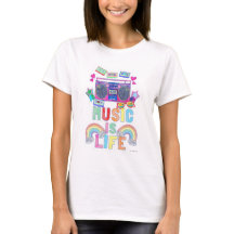 Music is Life Epic Retro Music Cartoon Slogan