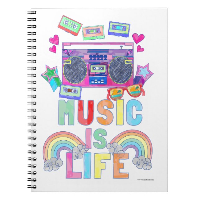 Music is Life Slogan Cool Retro Art Design Notizblock (Vorderseite)